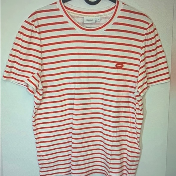 Saint James Striped Red and White Tee - Picture 1 of 2